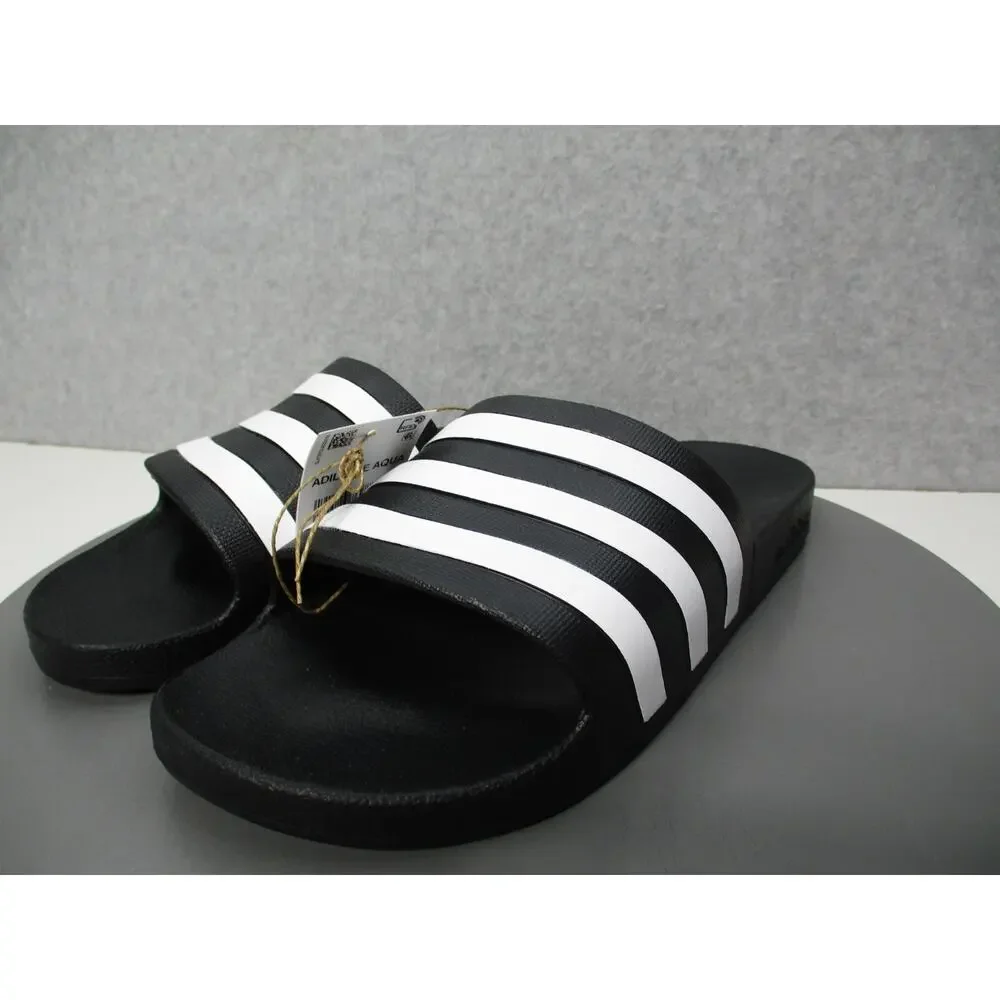 Adidas Adilette Aqua Slides Sandals Black White Mens Sz 11 Womens Sz 12
